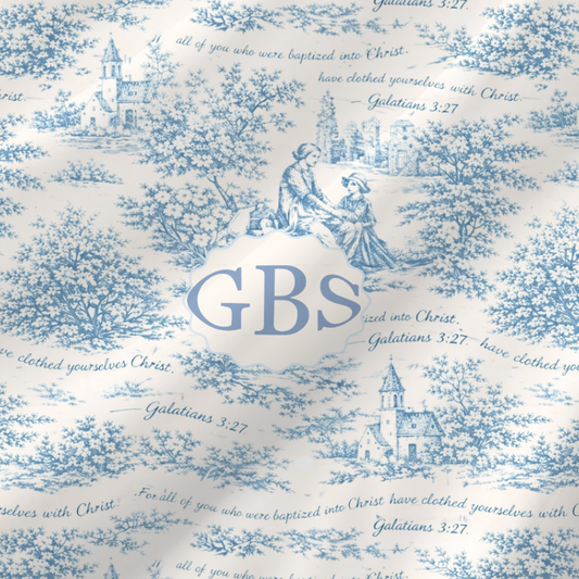 Blue Toile de Jouy -Galatians 3:27 + Monogram