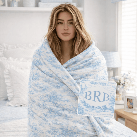 Clothed in Christ | Blue Toile de Jouy + Monogram