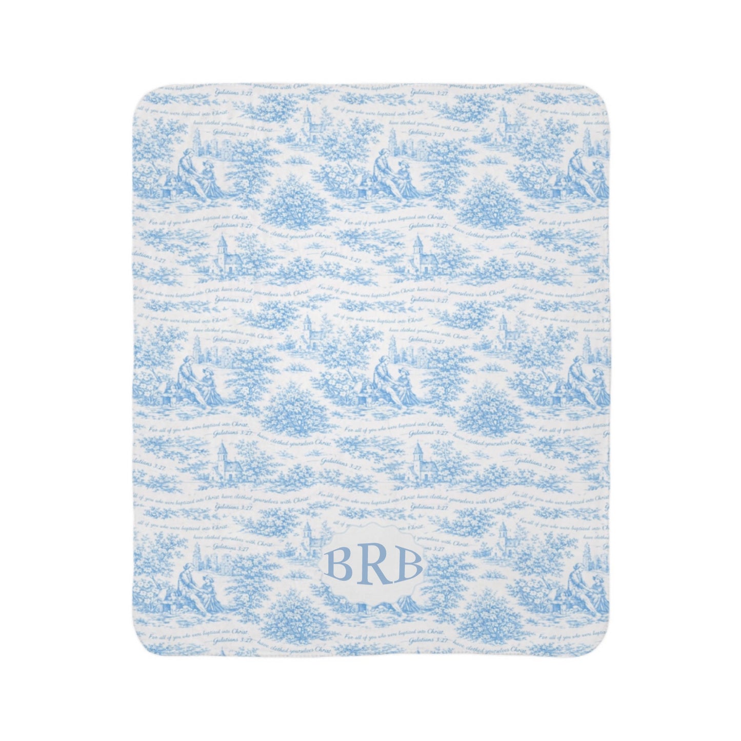 Blue Toile de Jouy -Galatians 3:27 + Monogram