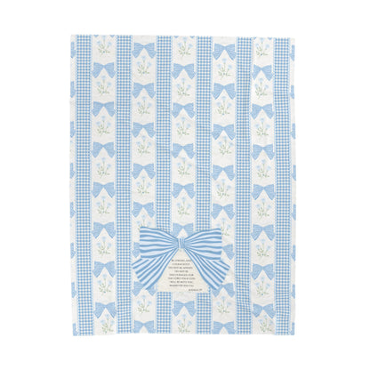 Blue Bow Gingham - Be Strong - Joshua 1:9