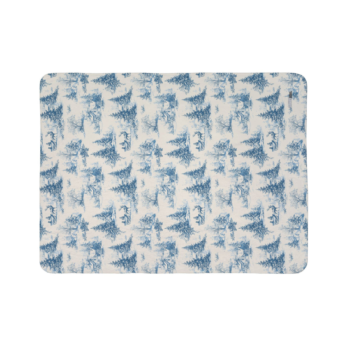 Blue Winter Forest pattern Fleece Sherpa Blanket | Pine Trees, Snow Scene
