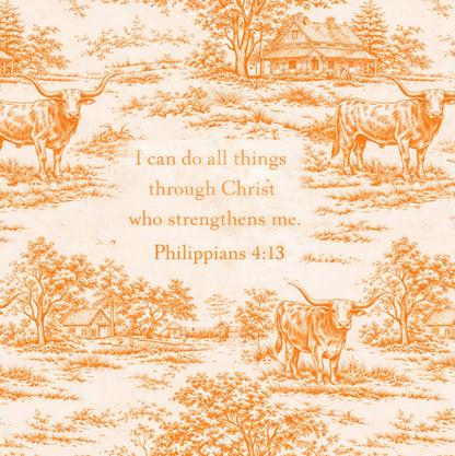 Texas Ranch Toile de Jouy - Philippians 4:13 + Monogram
