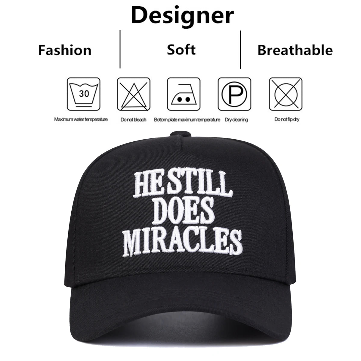 HE STILL DOES MIRACLES Embroidered Trucker Hat