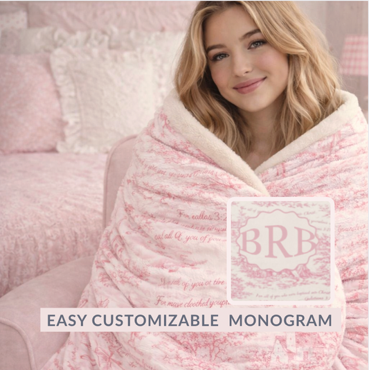 Pink Toile de Jouy- Galatians 3:27 +Monogram