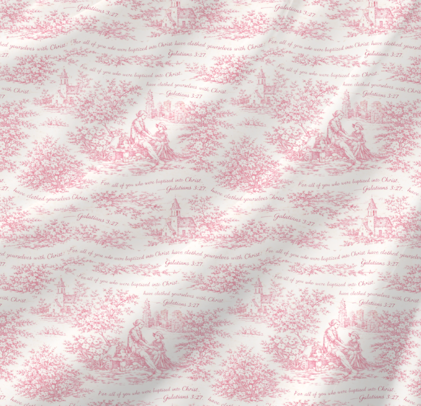 Clothed in Christ | Pink Toile de Jouy +Monogram
