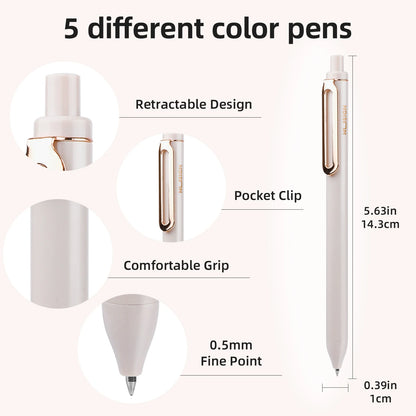 Covered Cozy 5pcs 0.5mm Black Gel Pens