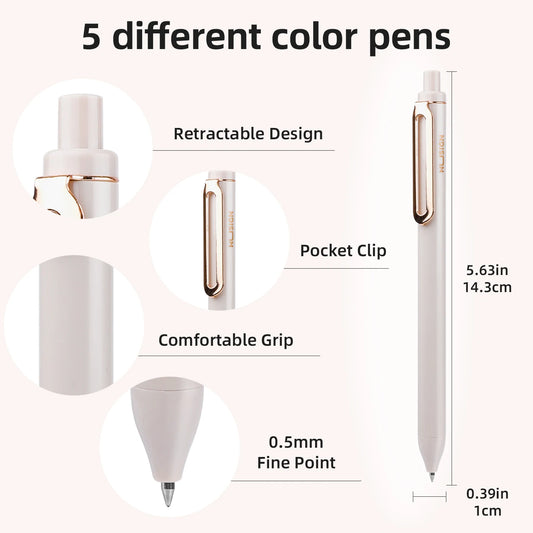 Covered Cozy 5pcs 0.5mm Black Gel Pens