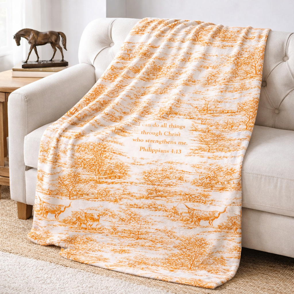 All Things Through Christ | Texas Toile de Jouy + Monogram